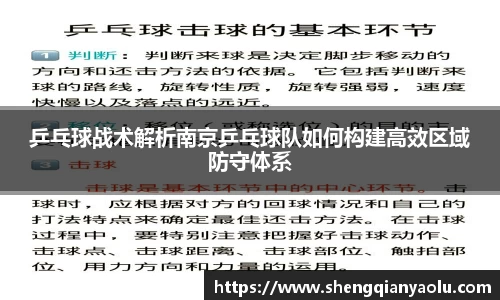 乒乓球战术解析南京乒乓球队如何构建高效区域防守体系